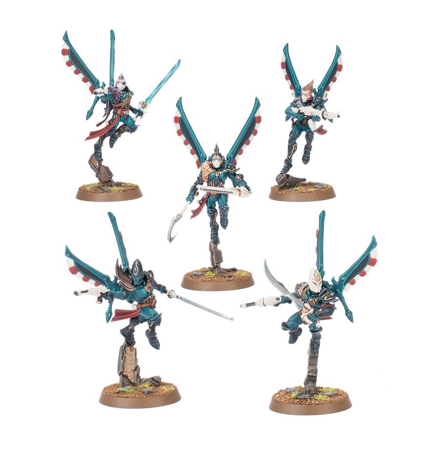 Warhammer 40,000 Aeldari Corsair Skyreavers Miniatures Set – 5 Customizable Plastic Figures with Jump Packs & Weapon Options for Warhammer 40K