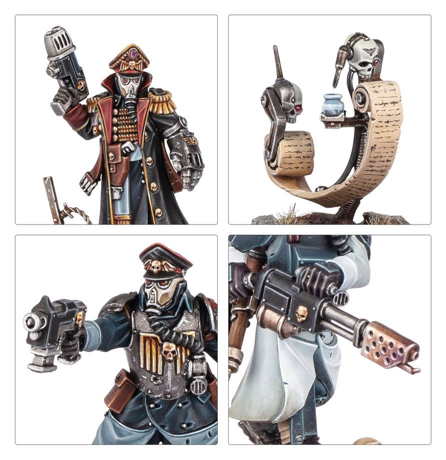 Warhammer 40K Astra Militarum Krieg Command Squad Miniatures Kit – Lord Commissar & Veteran Krieg Guardsmen – 7 Plastic Figures with Custom Weapon Options for Warhammer 40,000