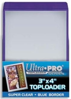 Ultra Pro Standard 3" x 4" Top Loader – Blue Super Clear Card Holder with Colored Border | Protects Cards up to 2.5" x 3.5" | Durable Trading Card Sleeve for Collectors