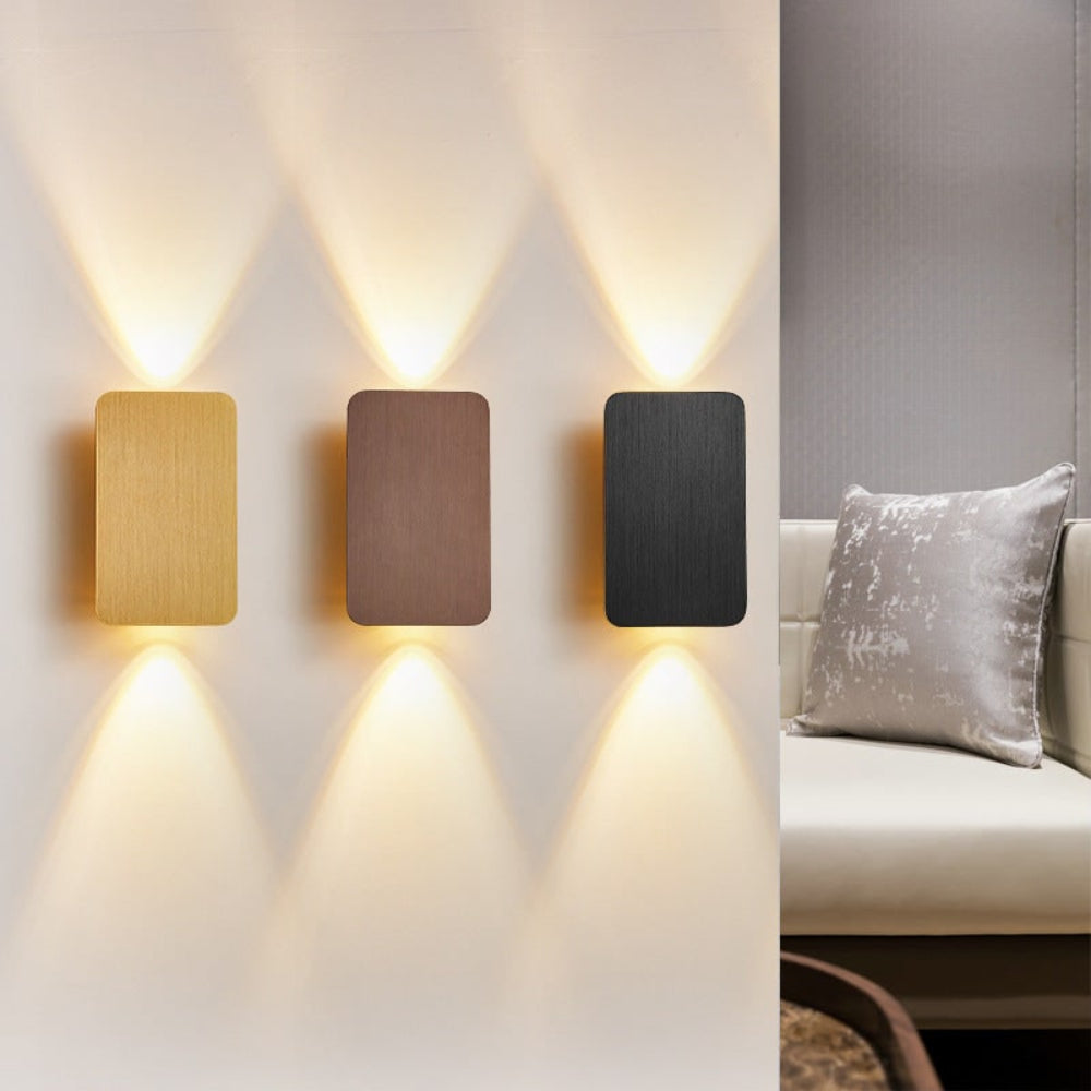 Square Wall Lamp with Geometric Design and Metal Construction, Multiple Finishes