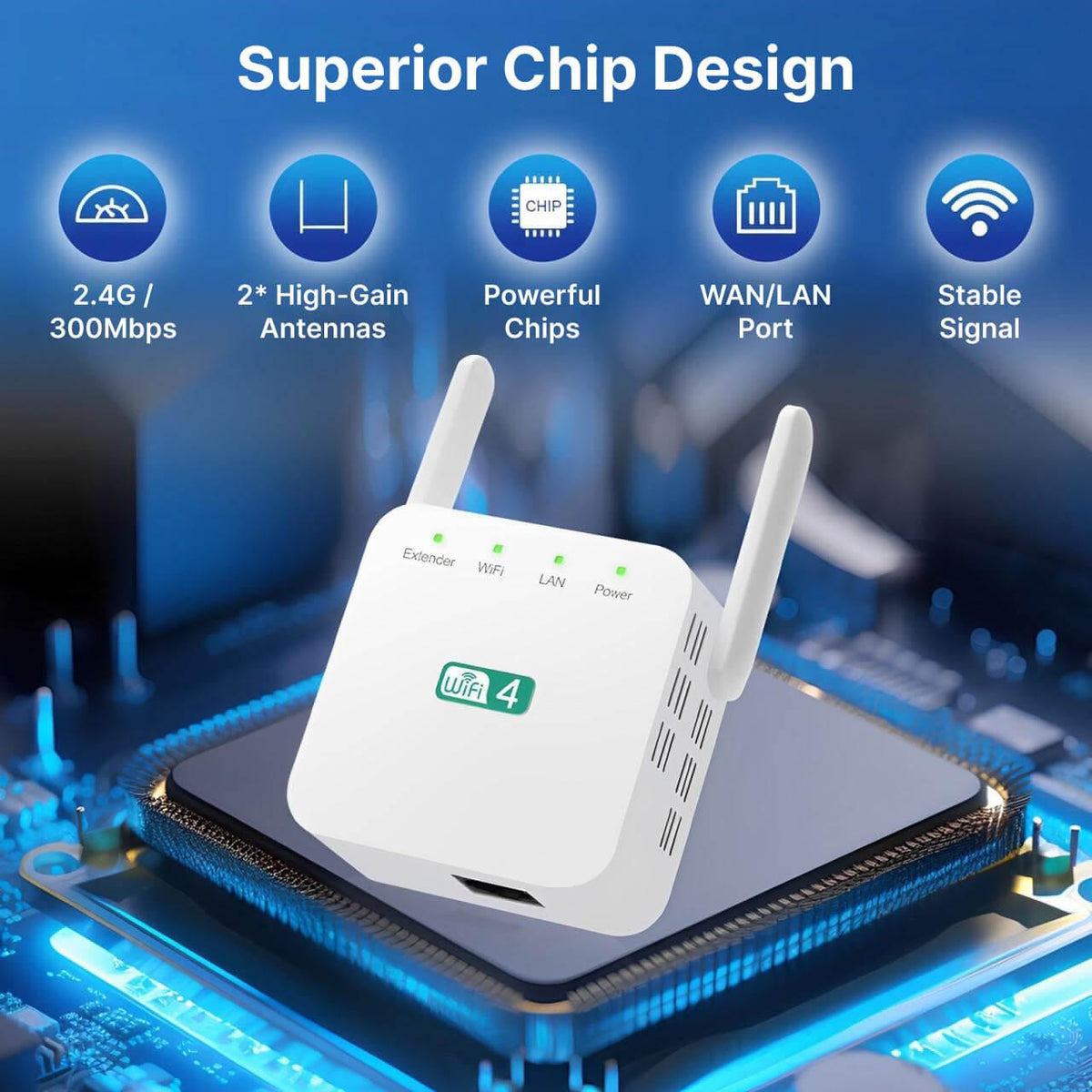 WiFi Repeater with Wall Penetrating Antenna and Multi-Device Support