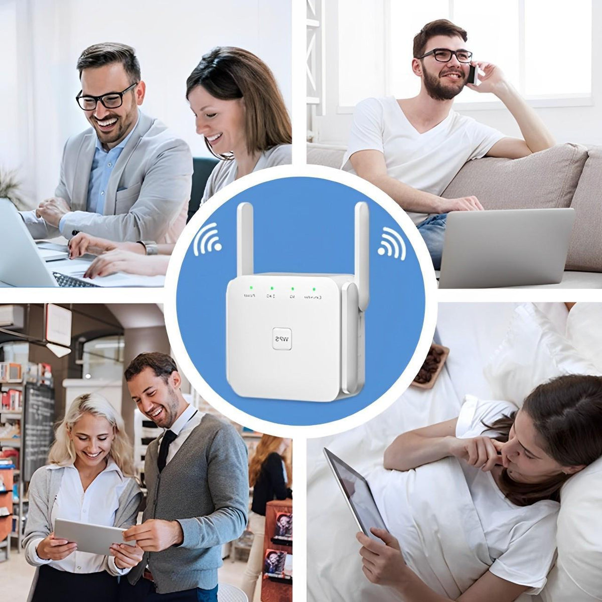 WiFi Range Extender with High-Gain Antennas and Gigabit LAN Port, Dual-Band Coverage