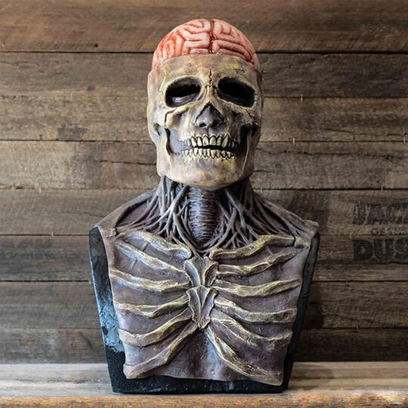 Skeleton Costume with Latex Silicone Mask and Biochemical Spine Bodysuit